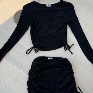 Princess Polly black long sleeve and skirt tie set